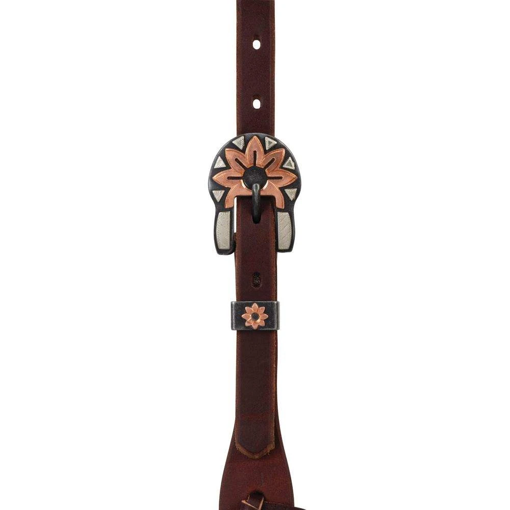 Weaver Leather Copper Flower Heel Buckle Single Ear Headstall 4 Weaver Leather Copper Flower Heel Buckle Single Ear Headstall - Image 2