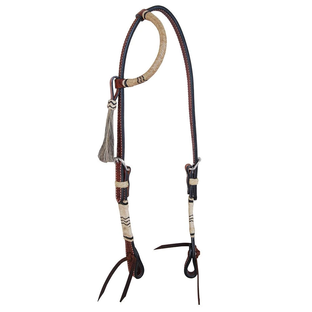 Oxbow Tack Rawhide Braided Tooled Single Ear Headstall 3 Oxbow Tack Rawhide Braided Tooled Single Ear Headstall