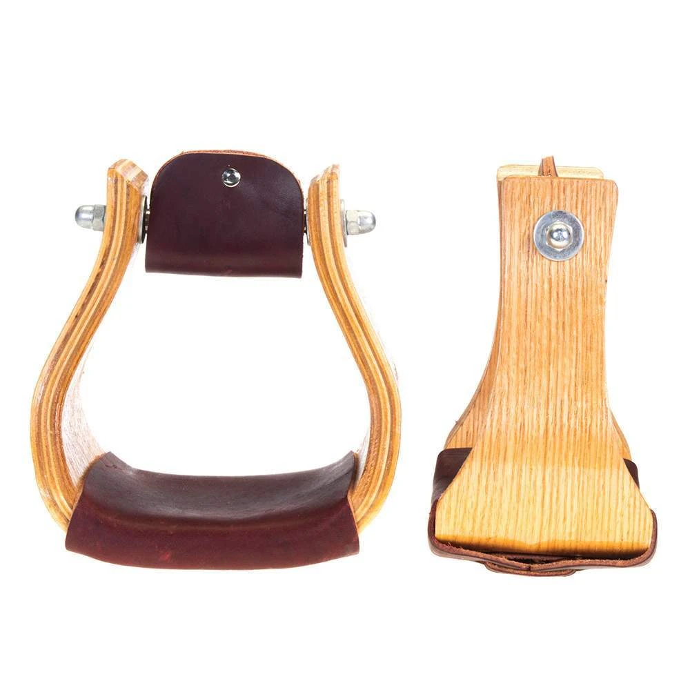 NRS 4in Oak Wood Bell Stirrups 3 NRS 4in Oak Wood Bell Stirrups