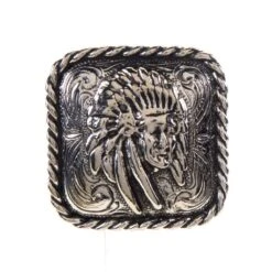 Rockin Out Designs Jewelry 1 1/2in. Square Chief Head Concho With Rope Border