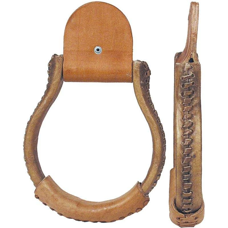 NRS Iron Oxbow Deluxe Rawhide Covered Stirrups 3 NRS Iron Oxbow Deluxe Rawhide Covered Stirrups