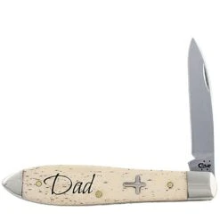 CASE XX Natural Bone Dad Cross Shield Tear Drop Knife CA672206