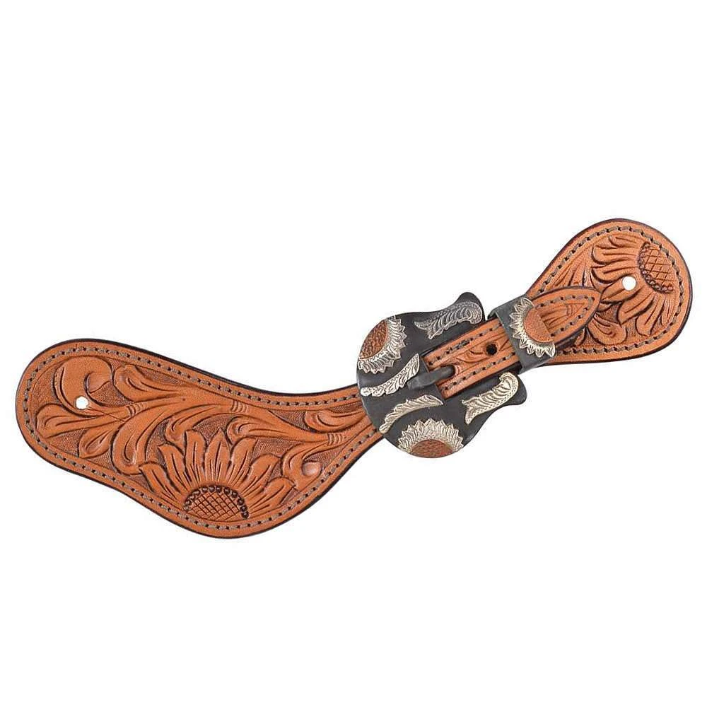 Circle Y Saddlery Ladies Copper Sunflower Spur Straps 3 Circle Y Saddlery Ladies Copper Sunflower Spur Straps