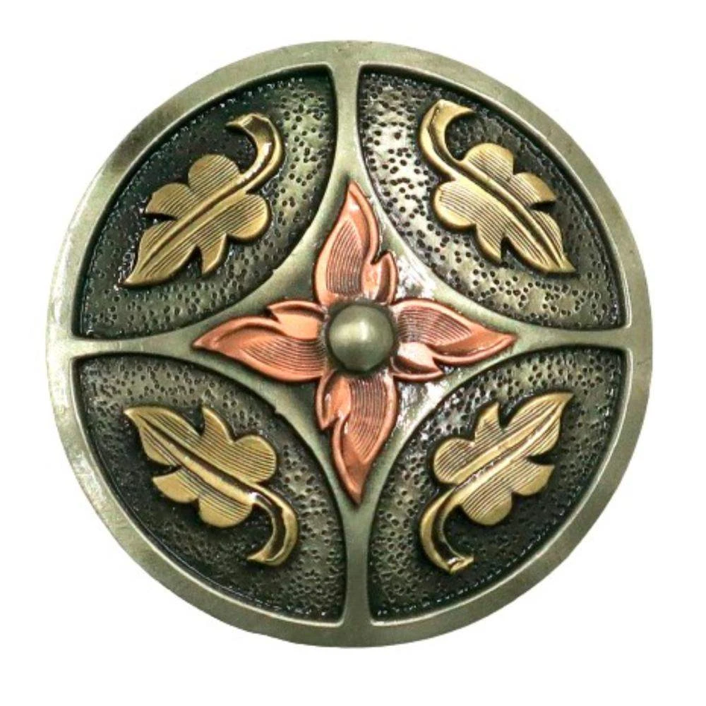 NRS Antique Four Quarters Leaf And Flower 1 1/2 Inch Concho 3 NRS Antique Four Quarters Leaf And Flower 1 1/2 Inch Concho
