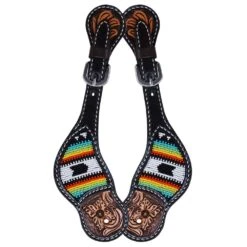 Oxbow Tack Tuscon Beaded Tooled Spur Straps