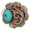 NRS Turquoise Stone Silver And Copper Scroll Saddle Concho Set -Saddlery Shop 233255 746746