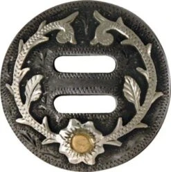 Cowperson Tack Blue Iron Floral Concho With Slots - 1-1/2 Inch