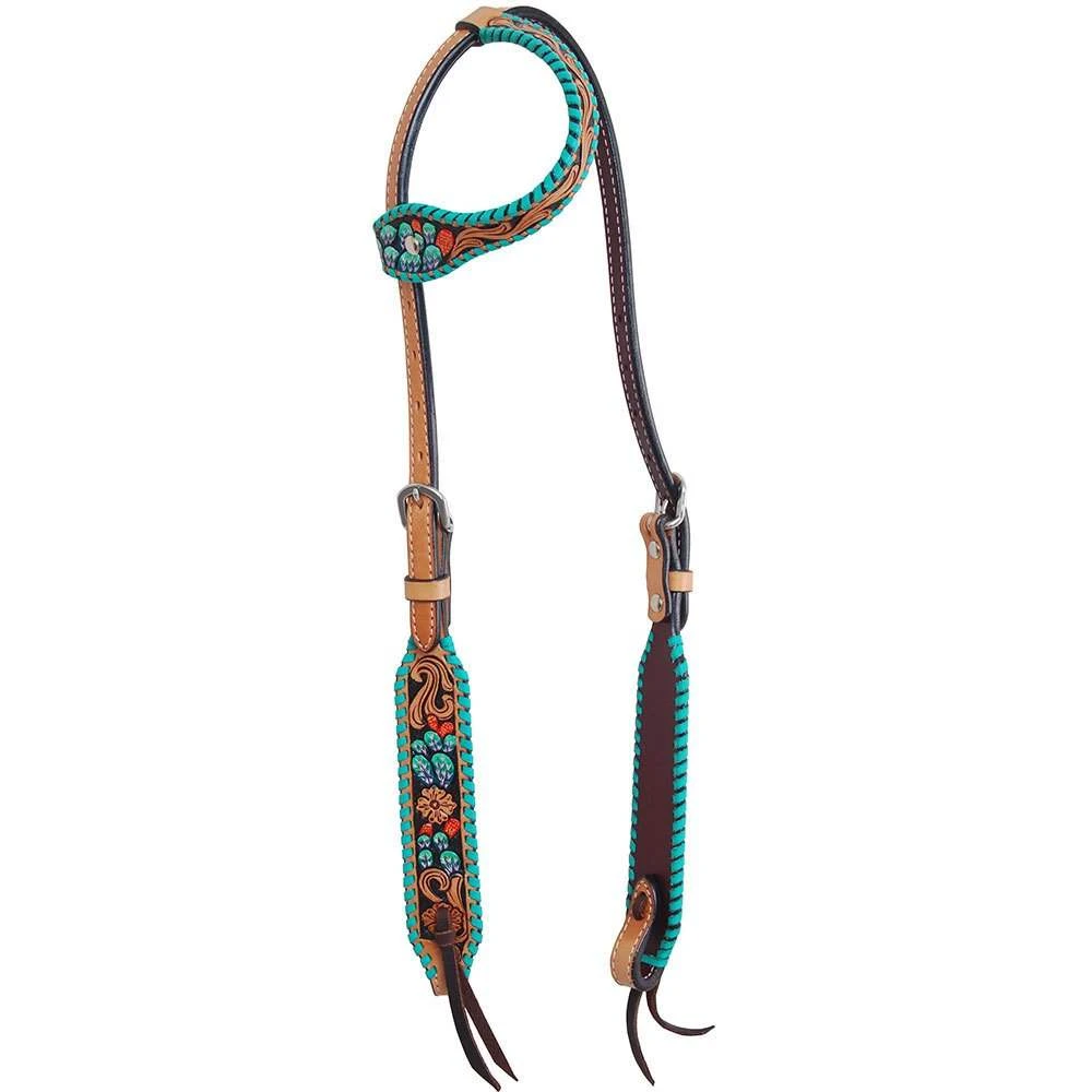 Rafter T Ranch Company Painted Cactus Single Ear Headstall 3 Rafter T Ranch Company Painted Cactus Single Ear Headstall