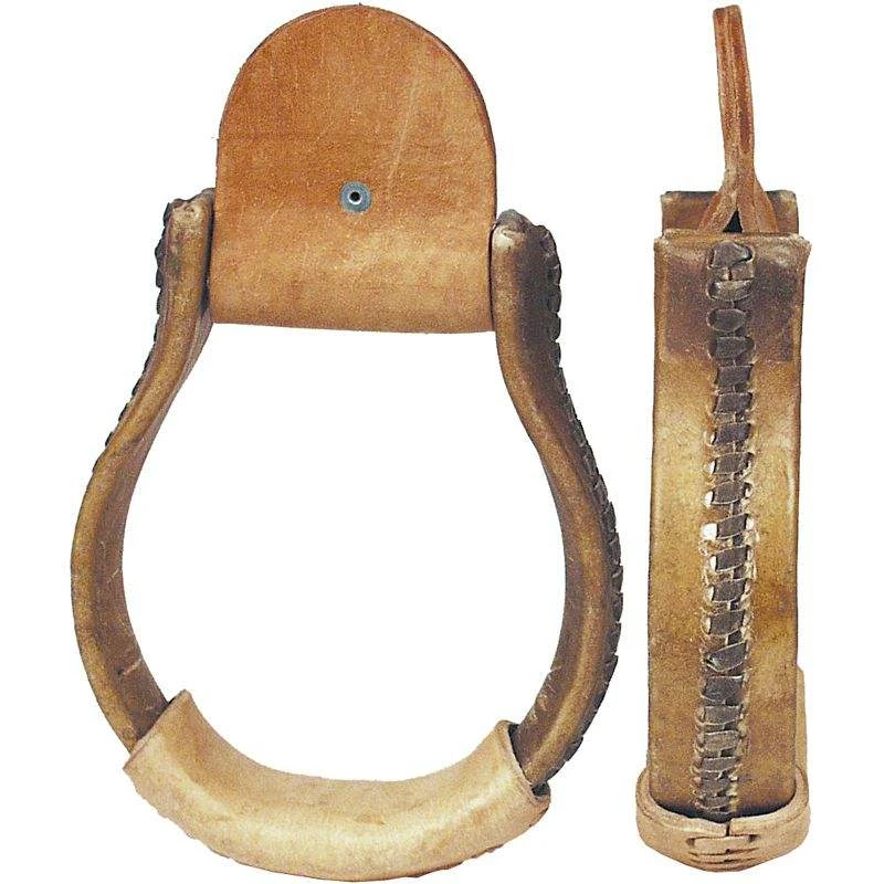 NRS Iron Oxbow Deluxe Rawhide Covered Stirrups 4 NRS Iron Oxbow Deluxe Rawhide Covered Stirrups - Image 2