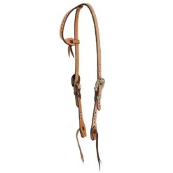 Cowboy Tack 5/8in Roughout Buckstitch Single Ear Headstall With Vegas Buckles