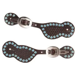 Cowperson Tack Ladies Turquoise Dot Silver Buckle Spur Straps -Saddlery Shop 1210597 1