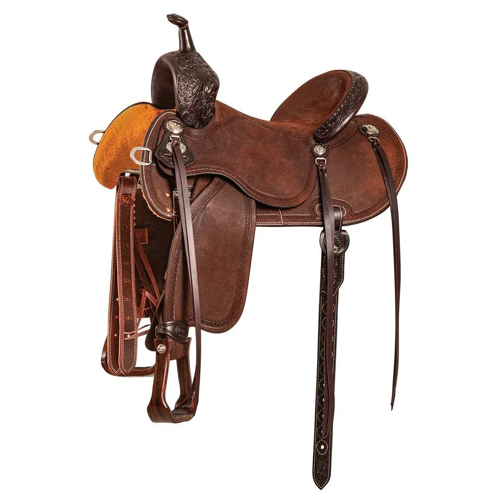 Martin Saddlery FX3 Chocolate Wyoming Flower Barrel Saddle 3 Martin Saddlery FX3 Chocolate Wyoming Flower Barrel Saddle