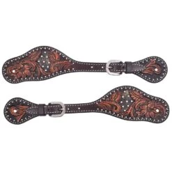 Circle Y Saddlery Dark Flash Arizona Flower Mens Spur Straps