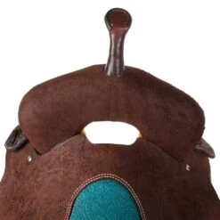 Nrs Competitors Chocolate Roughout Barrel Saddle With Inlaid Floral Turquoise Seat -Saddlery Shop 1412155RW 3