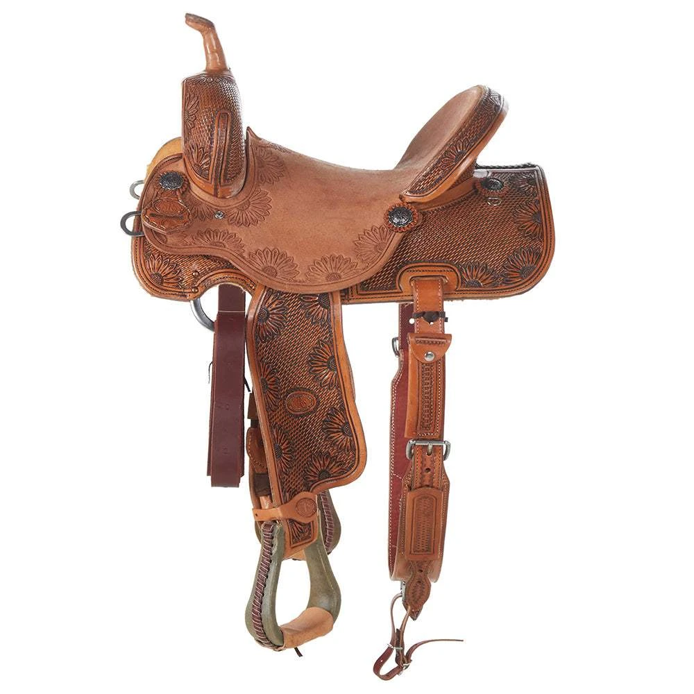 Nrs Competitors Natural Antique 7/8 Breed Basket/Sunflower Combo Barrel Saddle 5 Nrs Competitors Natural Antique 7/8 Breed Basket/Sunflower Combo Barrel Saddle - Image 3