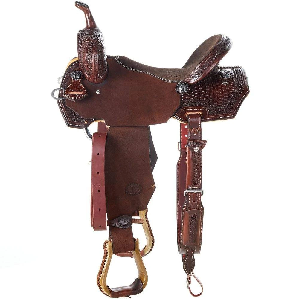 Nrs Competitors Competitor Chocolate 1/2 Breed Diamond Tooled Full Floral Embossed Seat Barrel Racer 4 Nrs Competitors Competitor Chocolate 1/2 Breed Diamond Tooled Full Floral Embossed Seat Barrel Racer - Image 2