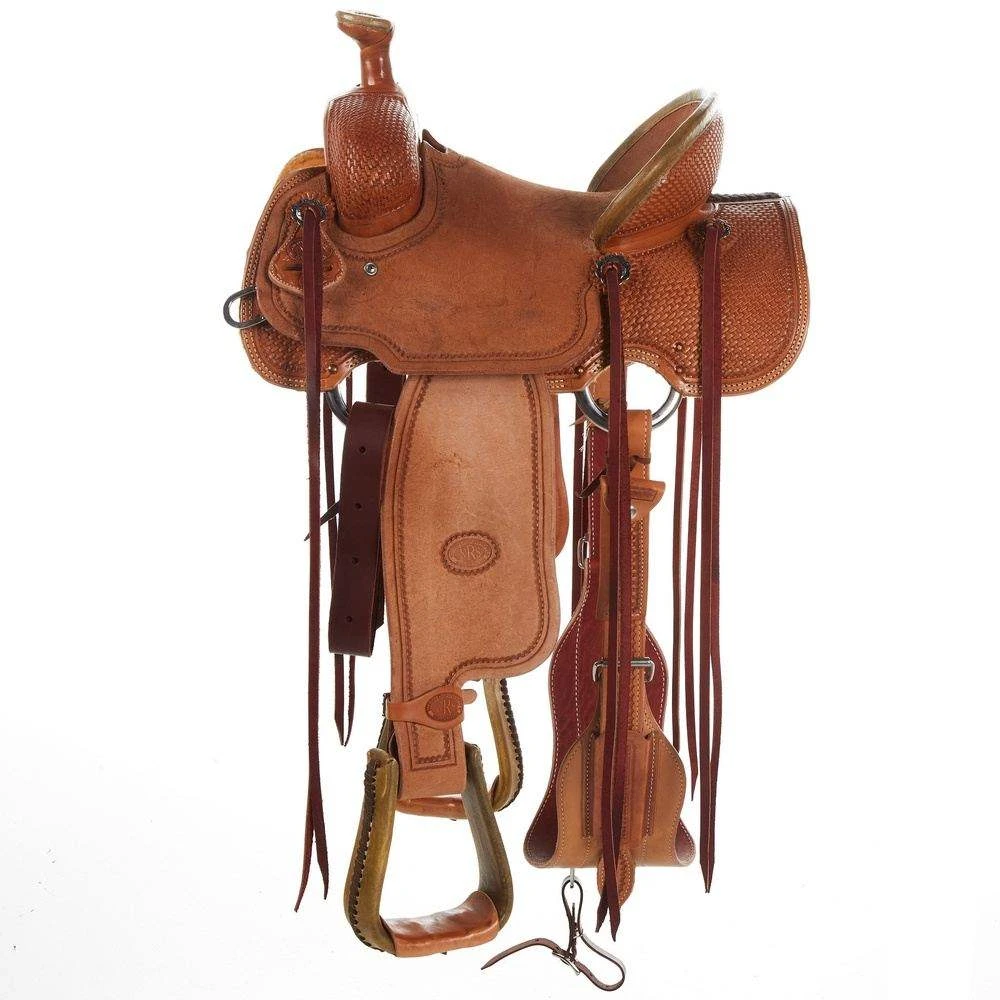 Nrs Competitors Natural 1/2 Breed Basket Stamp Youth Team Roping Saddle 4 Nrs Competitors Natural 1/2 Breed Basket Stamp Youth Team Roping Saddle - Image 2