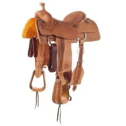 Nrs Competitors Natural Antique Loop Seat Floral Team Roper With Tooled Leathers