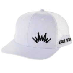 Best Ever Pads Saddle Black Embroidered Crown White Mesh Back Trucker Cap