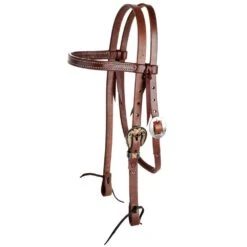 Nrs Tack Oiled 3/4 Inch Browband Headstall With Floral Heel Buckle