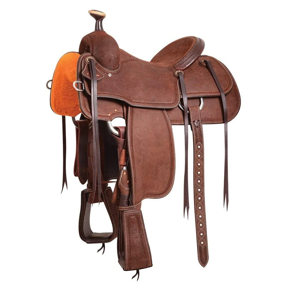 Martin Team Roping Saddle Chocolate Roughout With San Carlos Border 3 Martin Team Roping Saddle Chocolate Roughout With San Carlos Border
