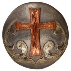 Cowpuncher 1 /2in Copper Cross Silver Floral Concho