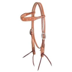 Martin Saddlery Chocolate Skirting Browband Headstall W/Copper Dots