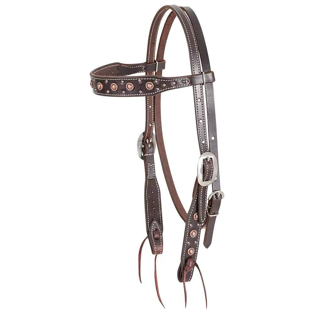 Martin Saddlery Skirting Leather Browband Headstall W/Rope Edged Dots 3 Martin Saddlery Skirting Leather Browband Headstall W/Rope Edged Dots