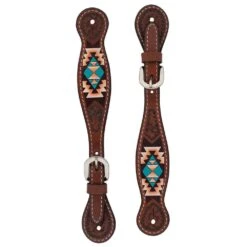 Weaver Leather Weaver Turquoise Cross Aztec Ladies Spur Straps