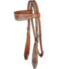 NRS Tooled Browband Headstall W/ Painted Turquoise Background -Saddlery Shop 58773 default l
