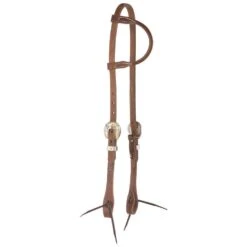 Nrs Tack Oiled 5/8 Inch Single Ear Headstall With Floral Heel Buckles
