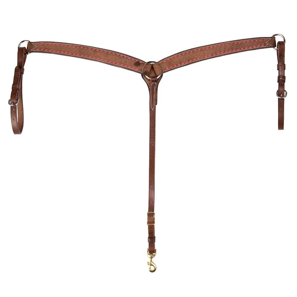 NRS 1-3/4in Pink Buckstitch Chocolate Roughout Breast Collar 4 NRS 1-3/4in Pink Buckstitch Chocolate Roughout Breast Collar - Image 2