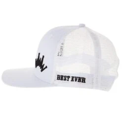 Best Ever Pads Saddle Black Embroidered Crown White Mesh Back Trucker Cap -Saddlery Shop BE WHTBLK 03