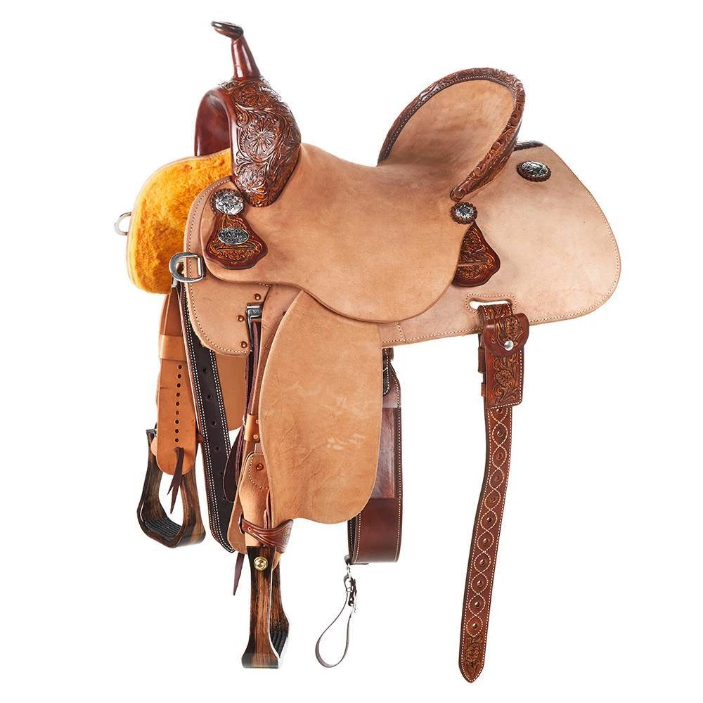 Martin Saddlery Martin 1/8 Breed Stingray Natural Weathered Antique Mountain Daisy Barrel Saddle 4 Martin Saddlery Martin 1/8 Breed Stingray Natural Weathered Antique Mountain Daisy Barrel Saddle - Image 2
