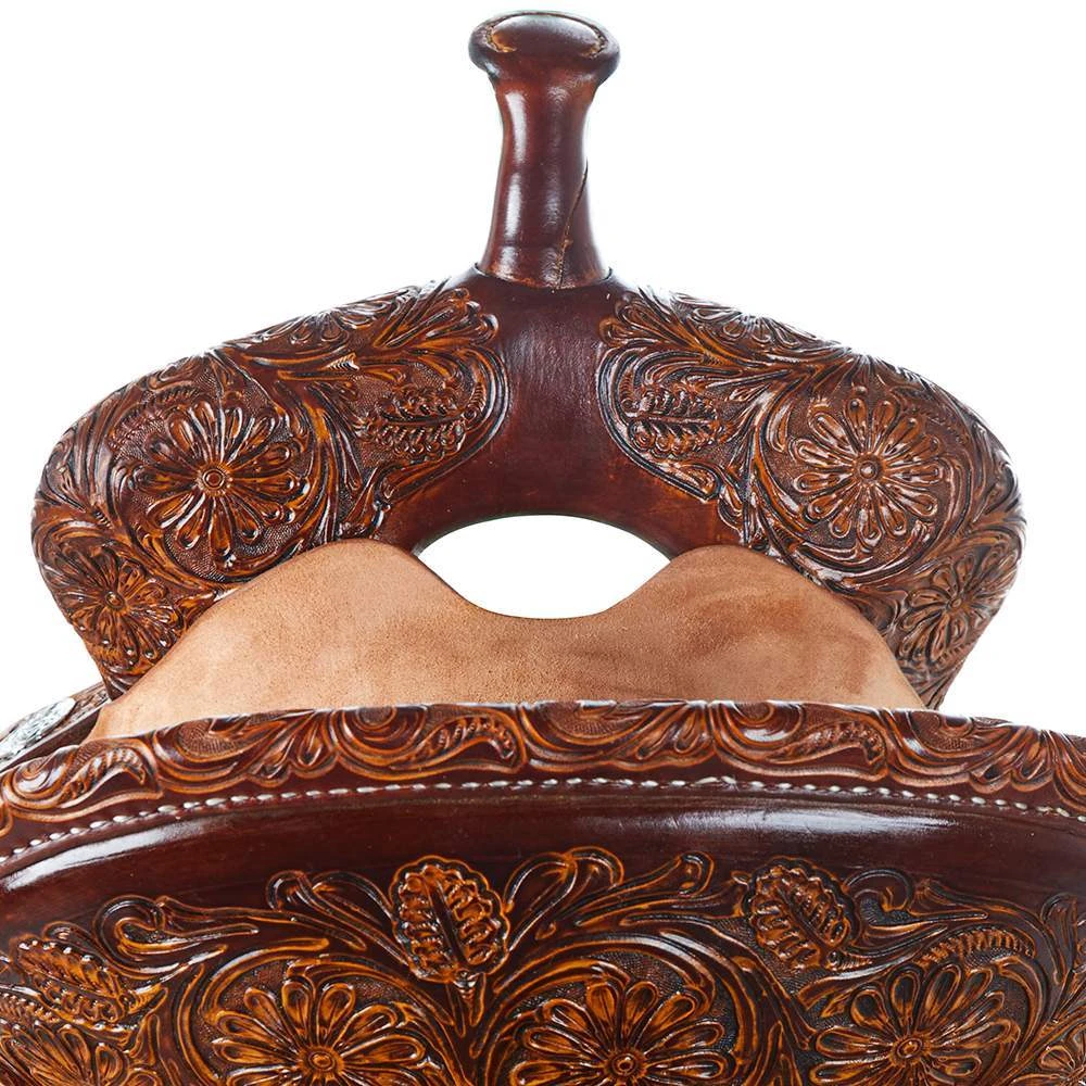 Martin Saddlery Martin 1/8 Breed Stingray Natural Weathered Antique Mountain Daisy Barrel Saddle 6 Martin Saddlery Martin 1/8 Breed Stingray Natural Weathered Antique Mountain Daisy Barrel Saddle - Image 4