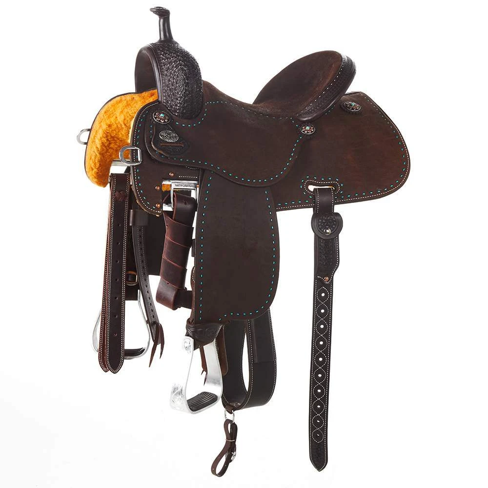 Martin Saddlery Crown C Chocolate Barrel Saddle With Snowflake Tooling 4 Martin Saddlery Crown C Chocolate Barrel Saddle With Snowflake Tooling - Image 2