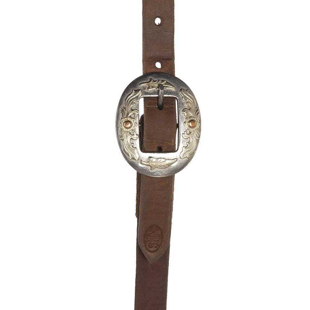 Nrs Tack Oiled 5/8 Inch Box Loop Single Ear Headstall With Floral Cart Buckles 4 Nrs Tack Oiled 5/8 Inch Box Loop Single Ear Headstall With Floral Cart Buckles - Image 2