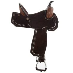 Tomahawk Chocolate Roughout 14 1/2 Inch Barrel Saddle With Tooling And White Buckstitch 10 Tomahawk Chocolate Roughout 14 1/2 Inch Barrel Saddle With Tooling And White Buckstitch -Saddlery Shop TH 006 04