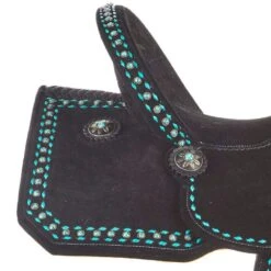Tomahawk Black Roughout 14 Inch Lightweight Barrel Saddle With Buckstitch -Saddlery Shop TH BAL010714T 4