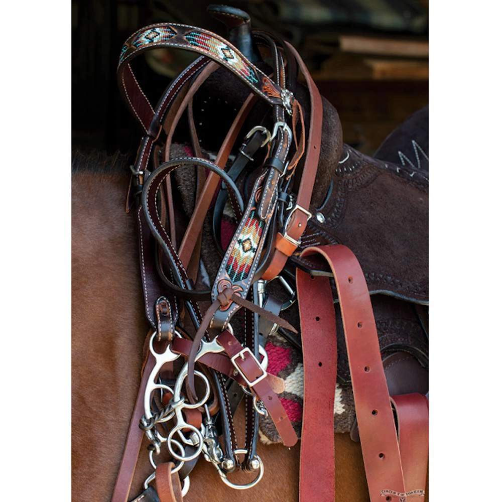 Circle Y Saddlery South West Beaded Browband Headstall 5 Circle Y Saddlery South West Beaded Browband Headstall - Image 3